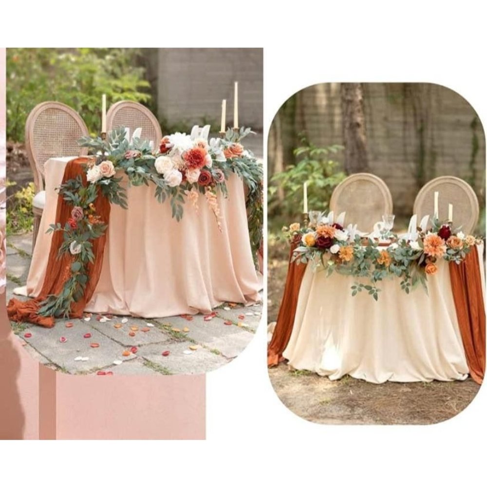 5 Pack Rust Cheesecloth Terracotta Table Runner 13.3ft Boho Gauze Wedding Linen